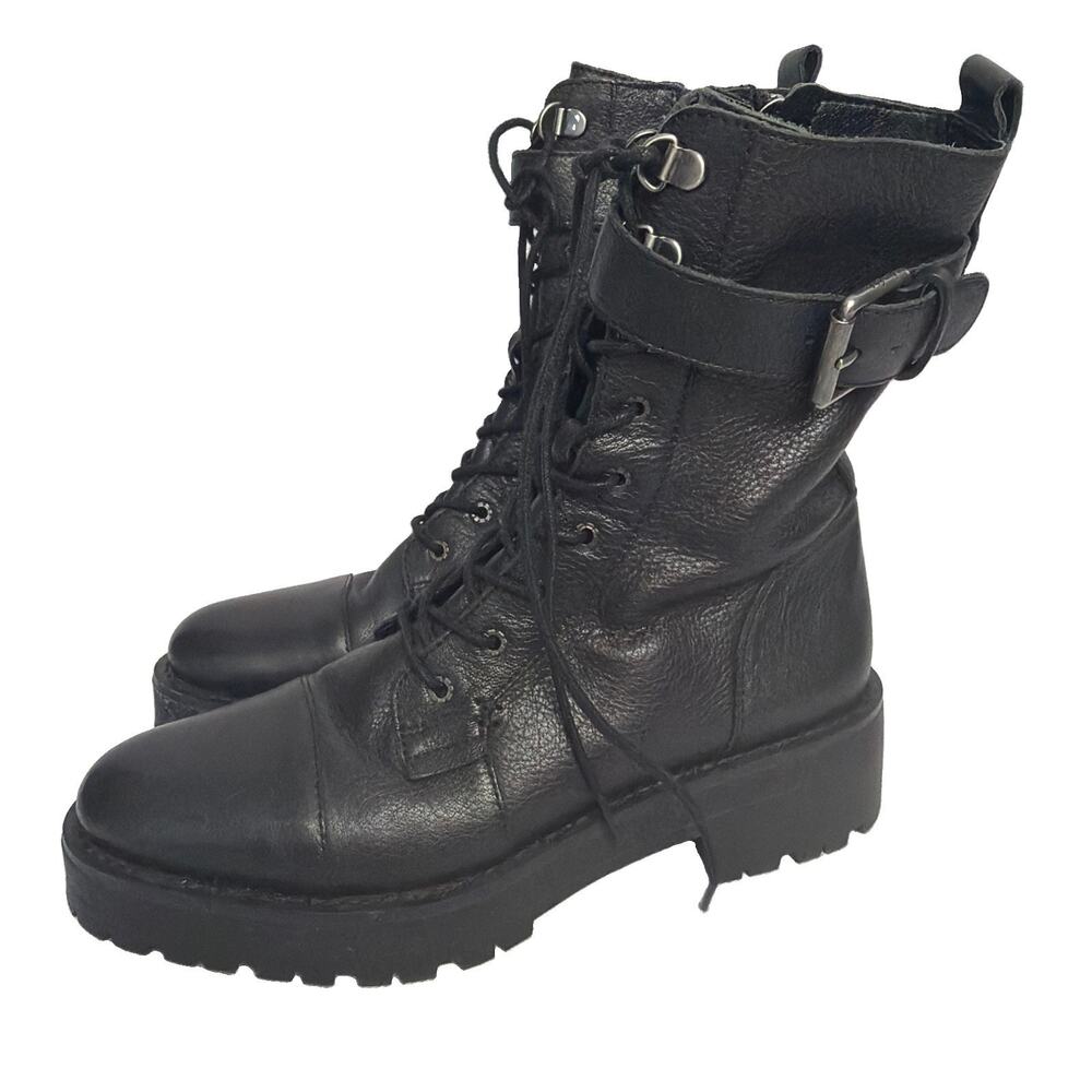 Sam Edelman Leather Lugg Sole Combat Boots Women's 7.5 Gothic Grunge Military